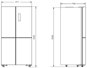 Réfrigérateur Hyundai Side By Side  HYN-914D.DIX Inverter 617L  NoFrost - Inox Foncé