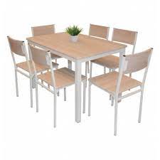 Electro mbh | Pack salle à manger table serena chêne brut top en PVC + 6 chaises serena chêne brut 