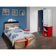 Electro mbh | chambre à coucher enfant MARIN penderie  2 portes (Lit+penderie 2 Portes + Table de nuit )