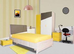 Electro mbh | Chambre à coucher enfant STONE (Lit+Table de nuit+Penderie 3P)