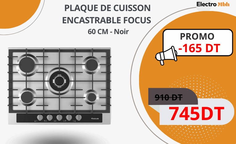 PLAQUE DE CUISSON ENCASTRABLE FOCUS F4003XS 5 FEUX 70 CM - INOX