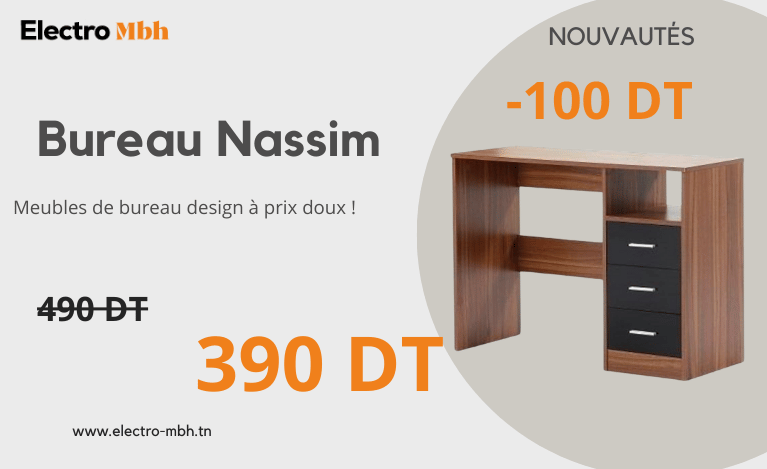 Bureau Nassim 3 tiroirs