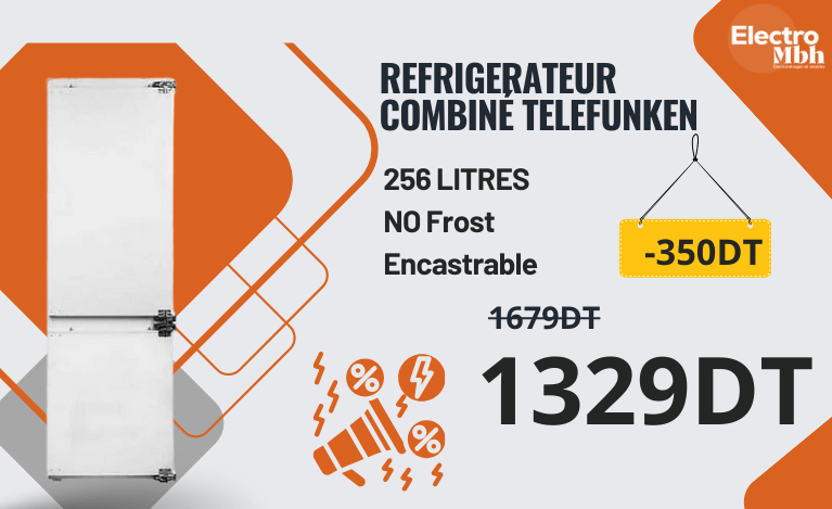 Refrigerateur Combiné TELEFUNKEN FRIG-2761E /  256 LITRES NO Frost Encastrable