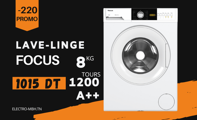 Lave linge Frontal FOCUS F1208W 8kg - Blanc