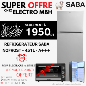 Réfrigérateur SABA SN483S 451 Litres NoFrost - Silver