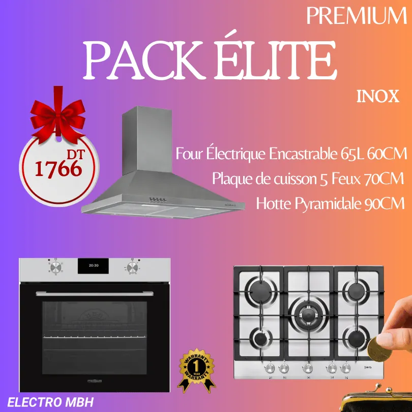 Notre offre Pack ÉLITE- PREMIUM Électroménager Four + Plaque + Hotte