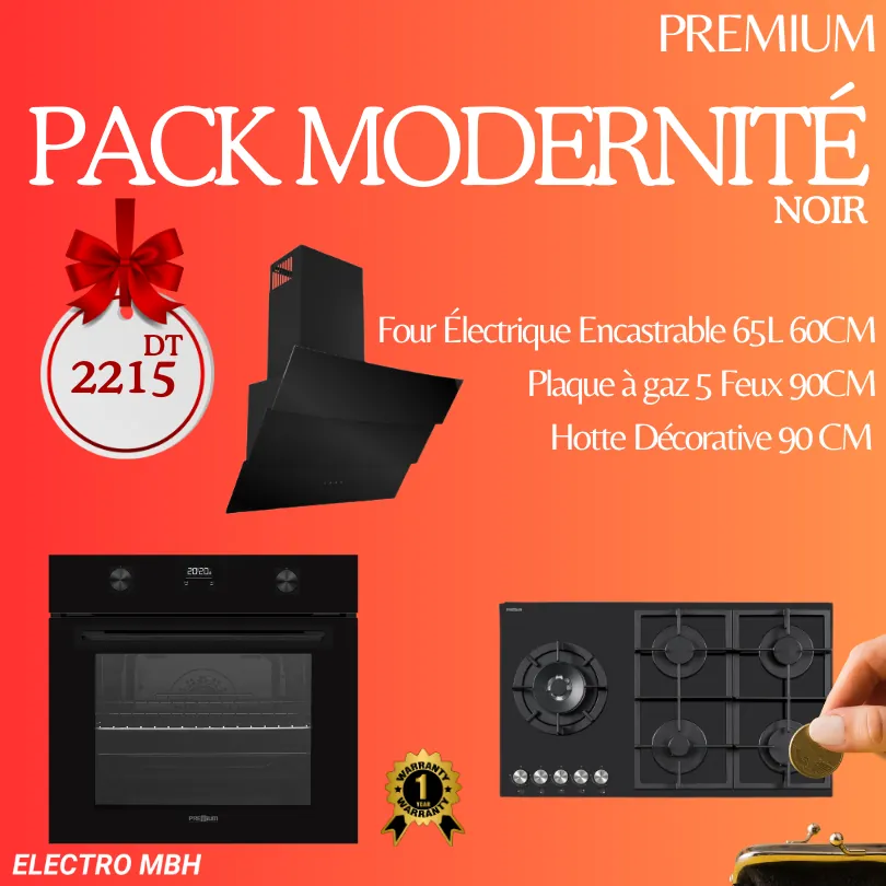 Notre offre Pack MODERNITÉ - PREMIUM Électroménager Four + Plaque + Hotte