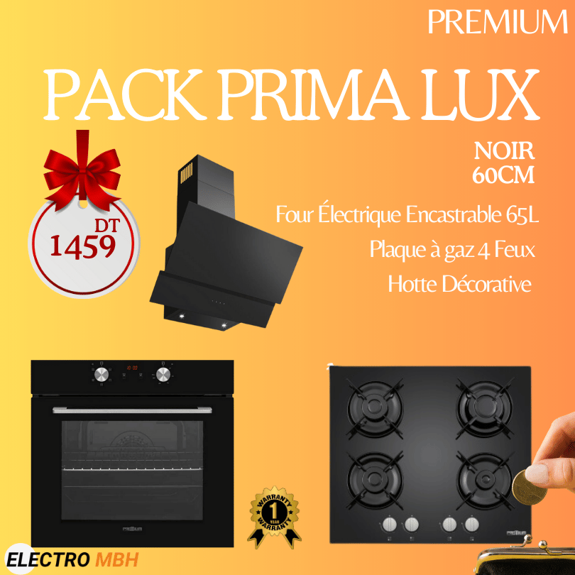 Notre offre Pack PRIMA LUX - PREMIUM Électroménager Four + Plaque + Hotte