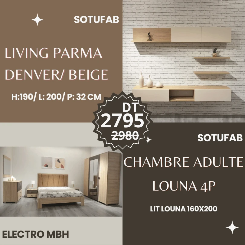 Notre offre Pack CÉRÉMONIE - Meubles Chambre + Living