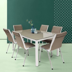 TABLE SALLE A MANGE SERENA 150*90 TOP EN VERRE + 06 CHAISES INFINITY