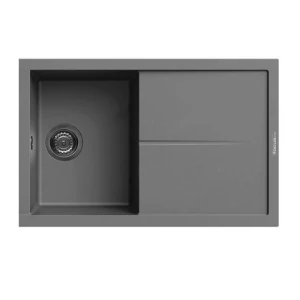 Évier De Cuisine Encastrable FOCUS Graniteck 100cm 1 Bac + égouttoir Filo Gris