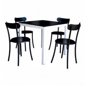 Electro mbh | PACK TABLE SERENA TOP EN VERRE 80 x 80+ 4 CHAISE SPOT
