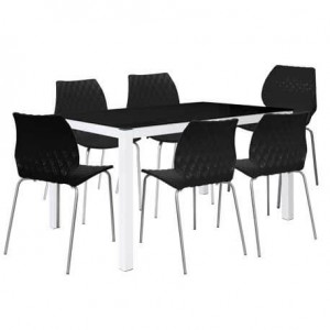 Electro mbh | PACK TABLE SERENA TOP EN VERRE + 6 CHAISE PRINCE 